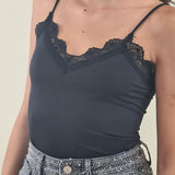 Body donna spalla stretta in pizzo elasticizzato effetto second skin. V7960 NERO STUDIO ELEVEN 