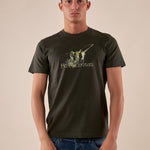 T-shirt Uomo manica corta in cotone 100% con logo stampato a contrasto TS616035 VERDE Henry Cotton's 