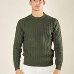 Maglia Uomo Invernale a Trecce in Misto Acrilico. Calore, Stile e Comfort per la Stagione Fredda. M431718 VERDE BEVERLY HILLS POLO CLUB 