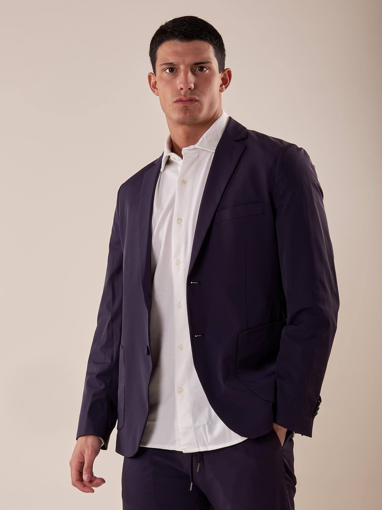 Giacca tessuto tecnico stretch no stiro uomo. GAE1596H BLU HAMAKI-HO 