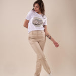 Pantalone sigaretta donna. PA000938 BEIGE ARTIGLI 
