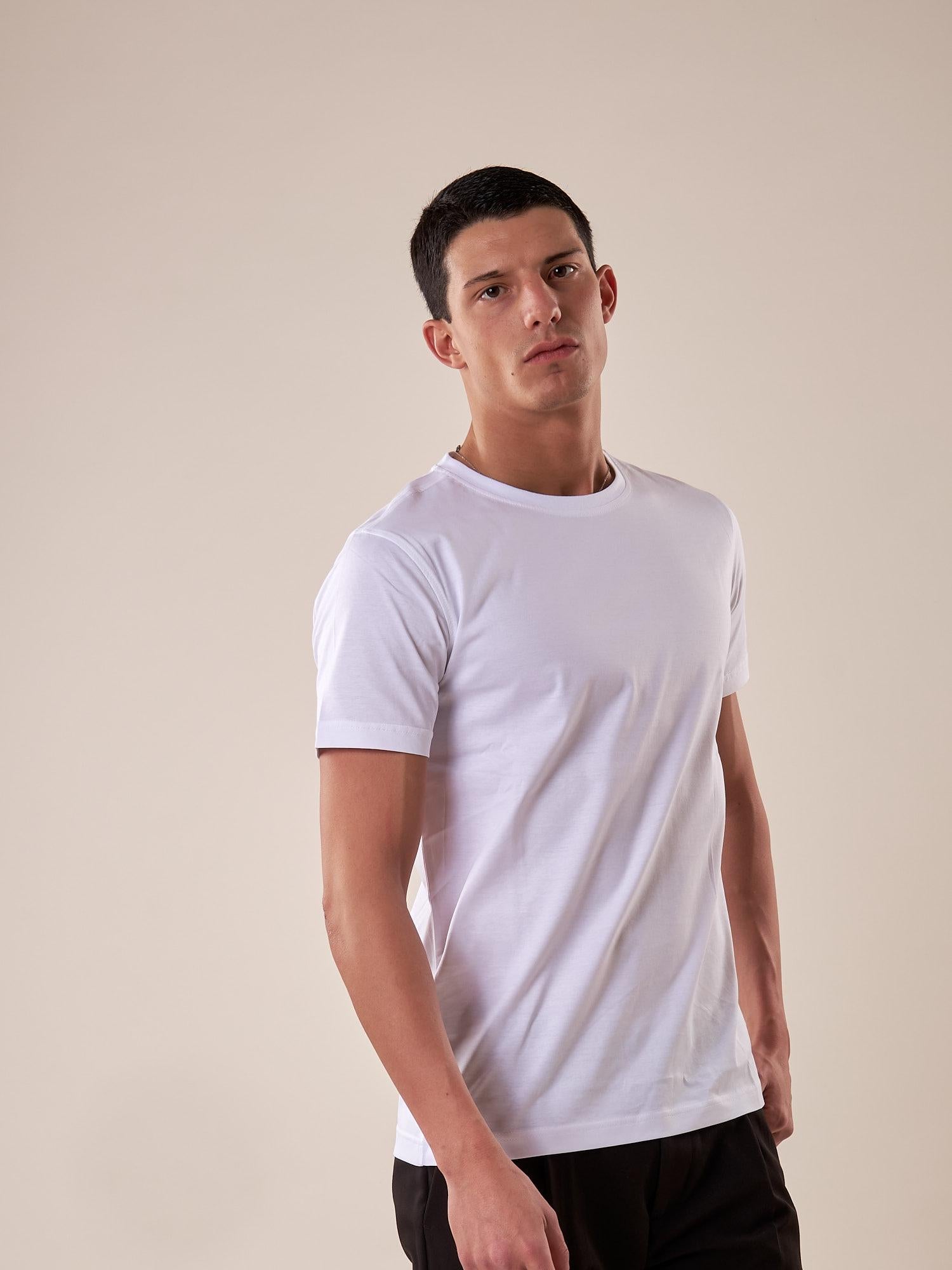 T-Shirt manica corta 100% cotone mercerizzato uomo. DM9302 BIANCO DATCH 