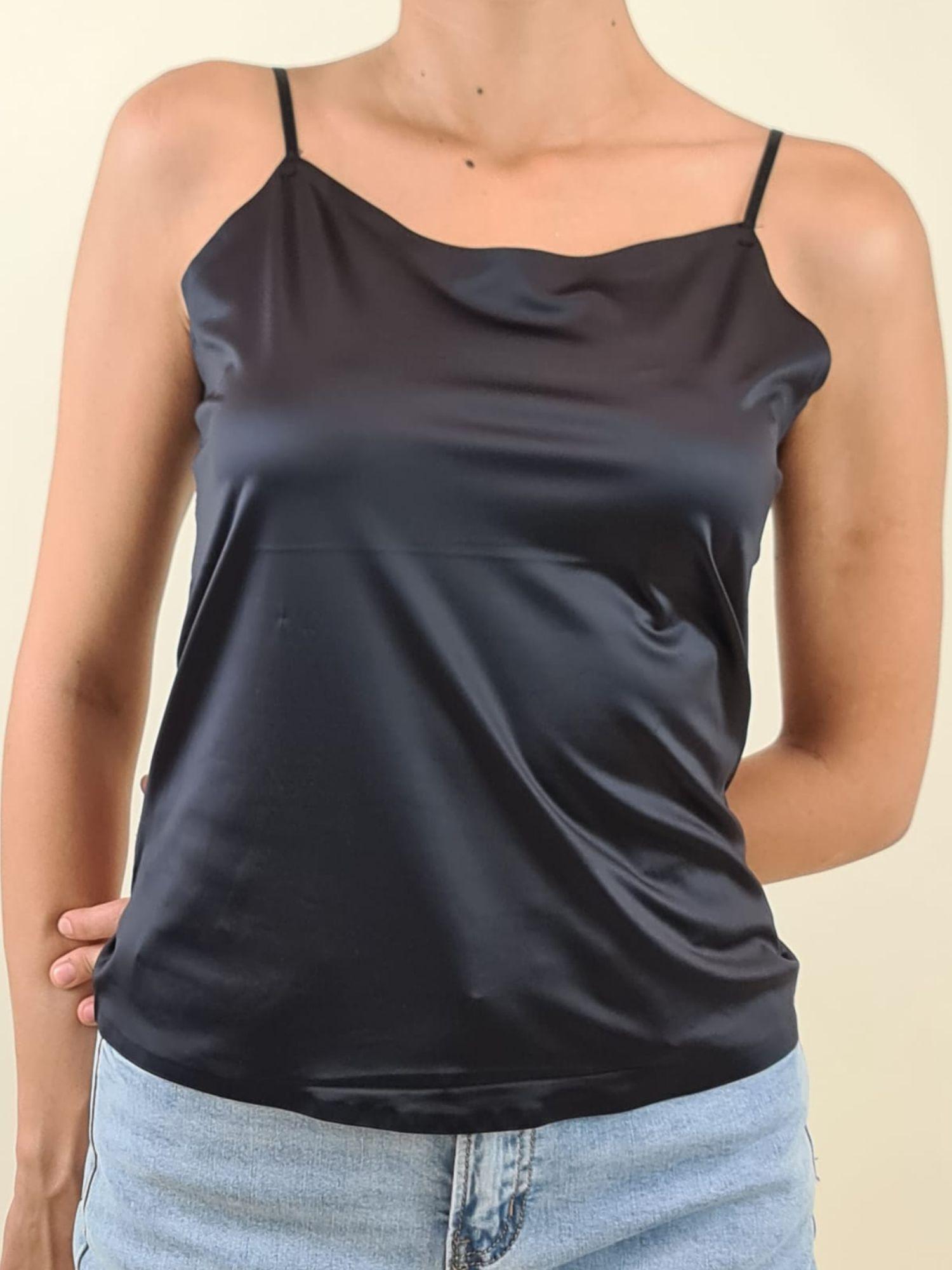 Top Donna Spalla Stretta Effetto Second Skin. Y195 NERO Hermia 