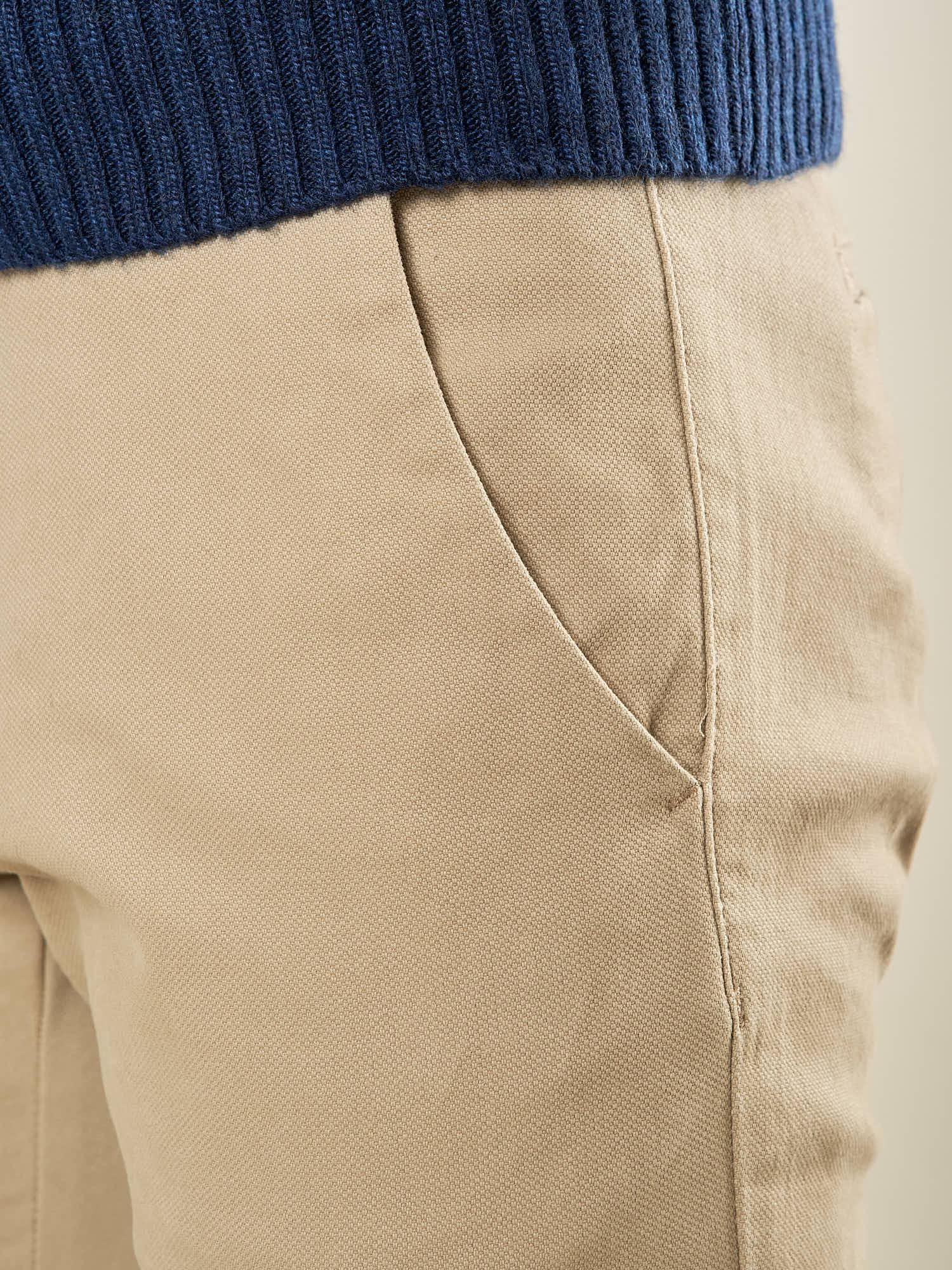 Pantalone Uomo Slim Fit in Cotone Operato Elasticizzato con Tasche allAmericana. Stile e Comfort Quotidiano. M49451 BEIGE SUPERIOR VINTAGE 