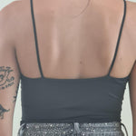 Body Donna con spallina stretta in tessuto elasticizzato effetto second skin. V7365C NERO STUDIO ELEVEN 