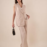 Gilet Donna lungo doppio petto elegante. KAR7551/321EC BEIGE EXTASY 