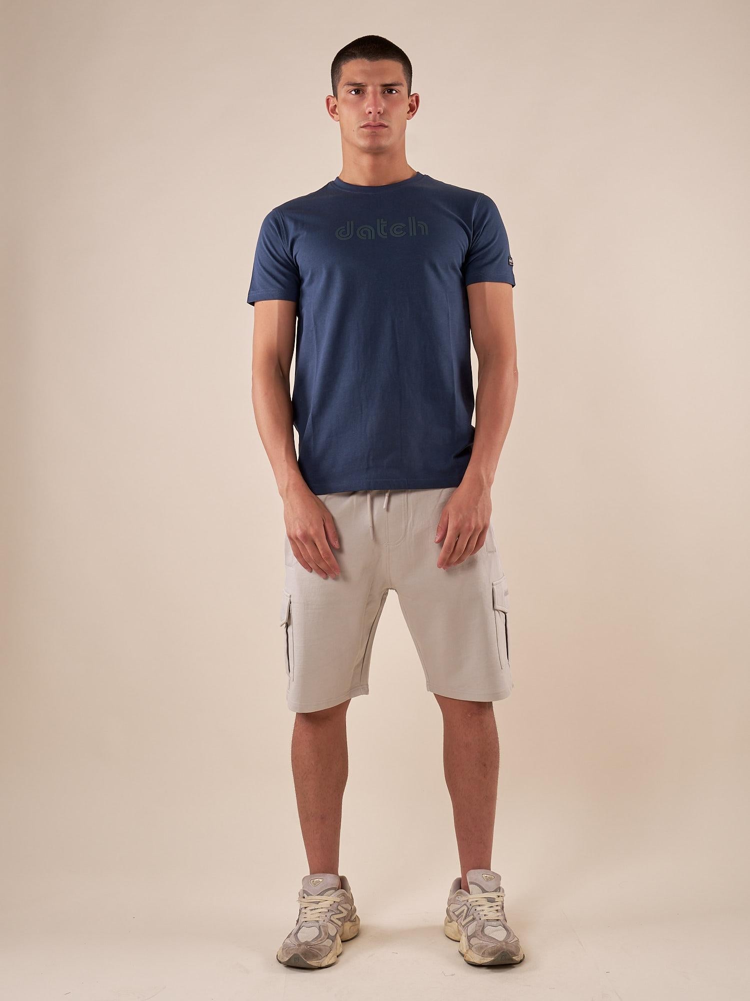 T-shirt uomo manica corta in cotone con logo tono su tono DM9056 DARK POWERED DATCH 
