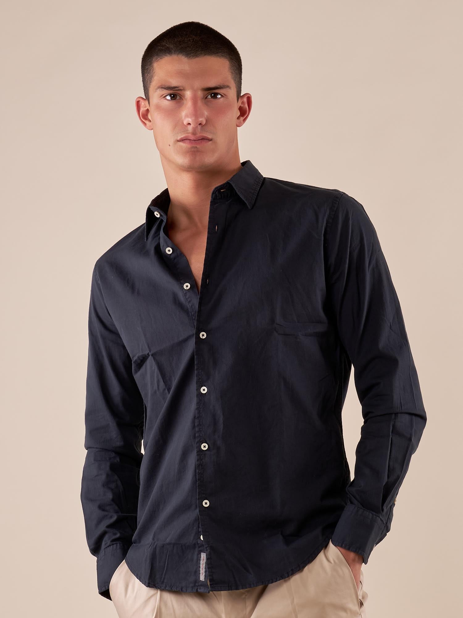 Camicia Uomo Manica Lunga 100% cotone. M48643 BLU SUPERIOR VINTAGE 