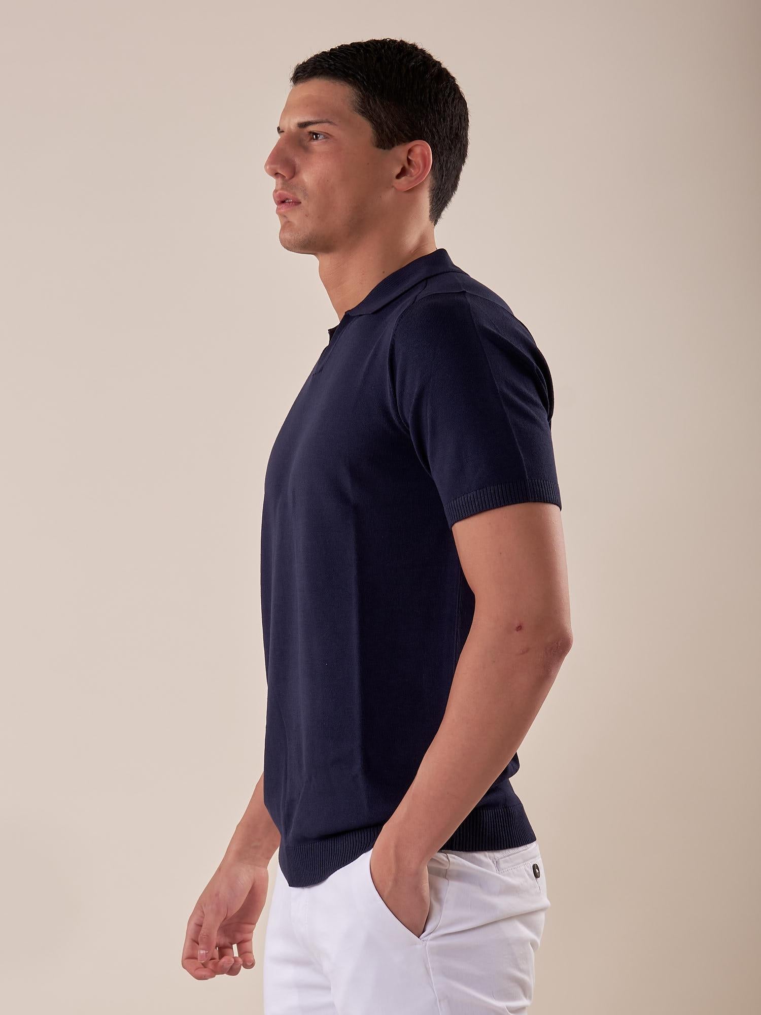 Polo manica corta collo derby viscosa tessuto crepe finezza 12 uomo. CON2152125 NAVY CONSENSO 
