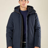 Giubbino Uomo Invernale Soft Shell con Cappuccio. Lunghezza Media. DM9623 BLU DATCH 