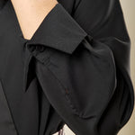 Camicia donna body con rifiniture in raso. Scollo a incrocio, dettaglio gemello. BD003629 NERO ARTIGLI 