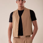 Gilet uomo abbottonatura nascosta. OE1S2S5I01 CAMMELLO OVER-D Uomo 