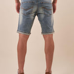 Bermuda di Jeans Chiaro da Uomo con Effetto Sabbiato e Rotture. M48663 DENIM SUPERIOR VINTAGE Uomo 