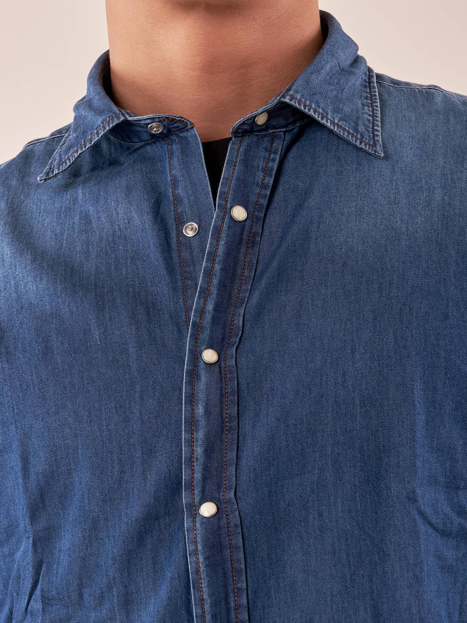 Camicia jeans bottone a pressione uomo. M48666 DENIM SUPERIOR VINTAGE 