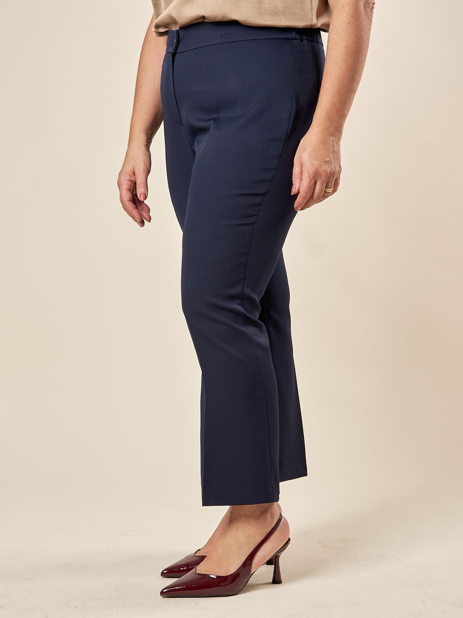 Pantalone Donna Curvy a Zampetta  Tessuto Tecnico con Elastico Posteriore. F646YBFFEDE BLU Lizalù 