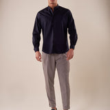 Camicia Manica lunga cotone elasticizzato modello alla coreana uomo. OC1S2S5C02 BLU OVER-D Uomo 