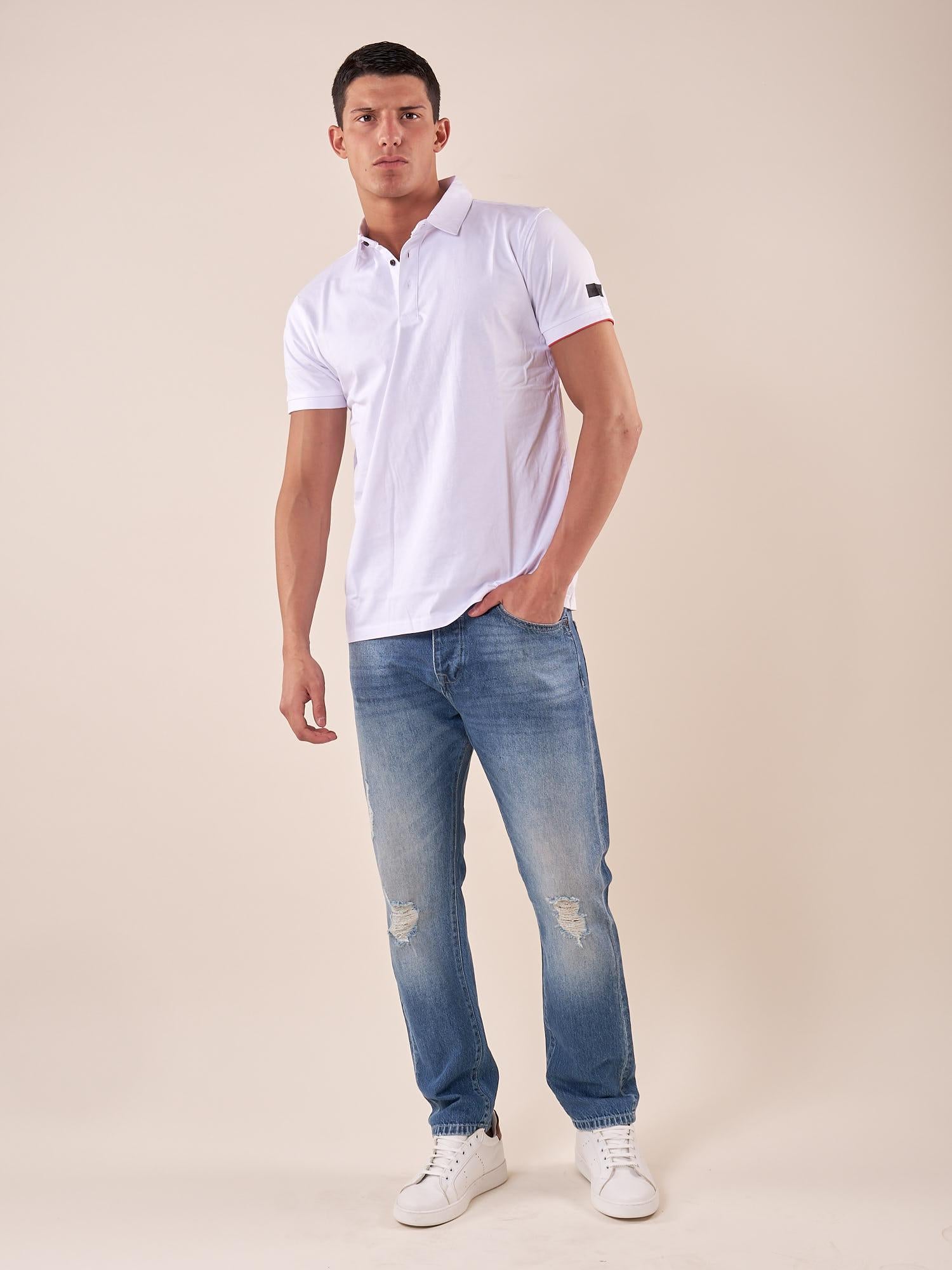 Polo manica corta cotone mercerizzato uomo. DM9291 BIANCO DATCH 