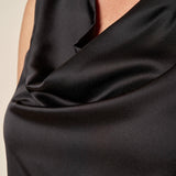 Top Donna Curvy con Giromanica e Scollo Morbido  Raso Davanti, Maglina Lurex Dietro. F453YBFKABUL NERO Lizalù Donna 