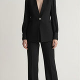 Giacca donna in tessuto crepe con maniche lunghe velate e dettagli gioiello GI004353 NERO ARTIGLI Donna 