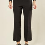Pantalone donna in tessuto tecnico a zampetta. Vita regolare, zip laterale invisibile. PA003492 NERO ARTIGLI 