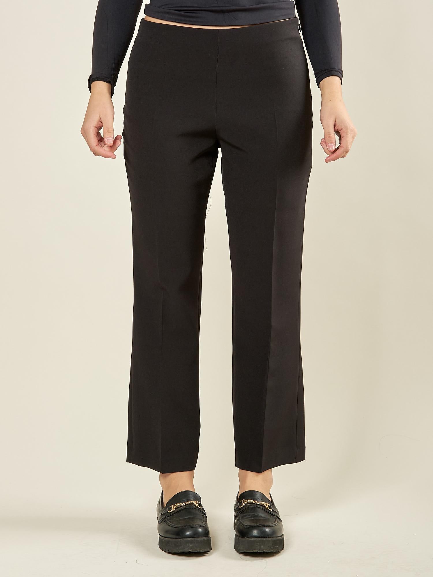 Pantalone donna in tessuto tecnico a zampetta. Vita regolare, zip laterale invisibile. PA003492 NERO ARTIGLI 