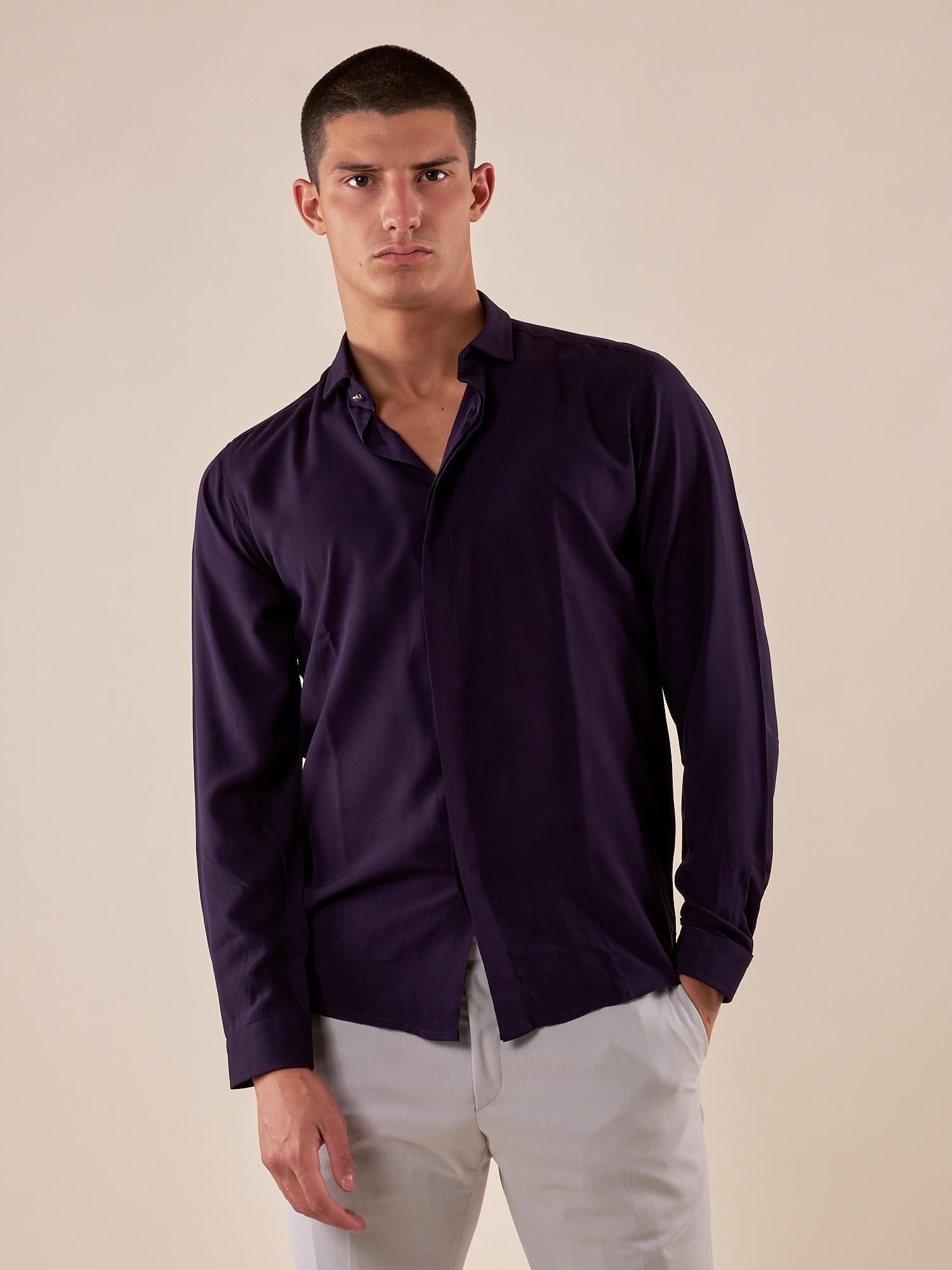 Camicia da uomo manica lunga in viscosa 100% con collo classico. PAMPERO BLU BLACKSUNDAY 