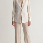 Giacca donna in tessuto crepe con maniche lunghe velate e dettagli gioiello GI004353 VANIGLIA ARTIGLI Donna 