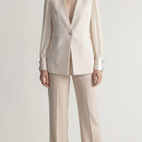 Giacca donna in tessuto crepe con maniche lunghe velate e dettagli gioiello GI004353 VANIGLIA ARTIGLI Donna 