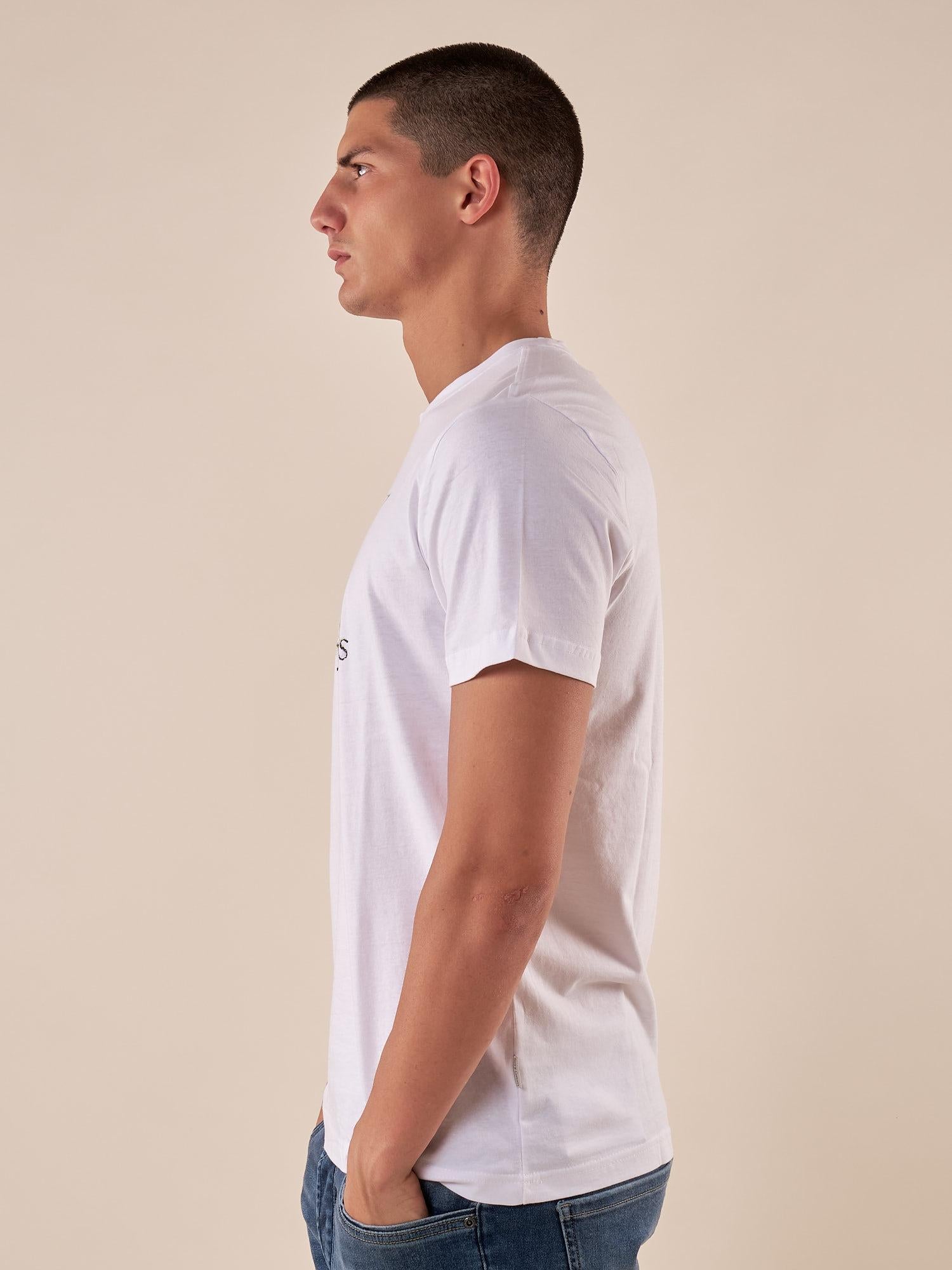 T-shirt Uomo manica corta in cotone 100% con logo stampato a contrasto. TS616035 BIANCO Henry Cotton's 