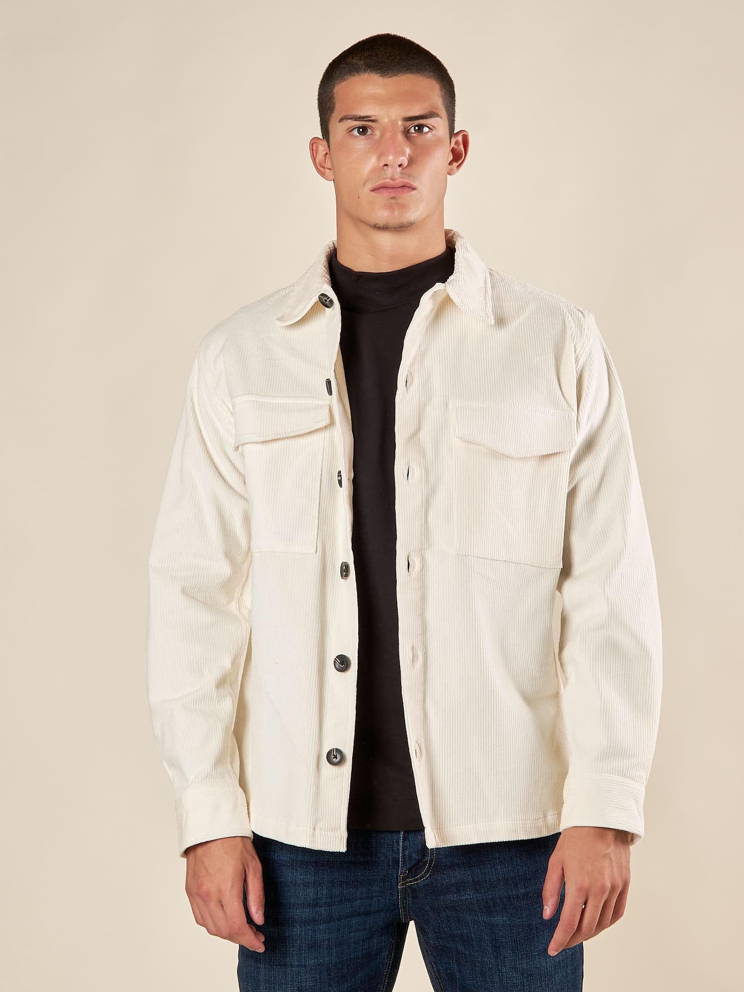 Giubbino Uomo Over Shirt Worker in Velluto. GBI1630H OFF WHITE HAMAKI-HO 