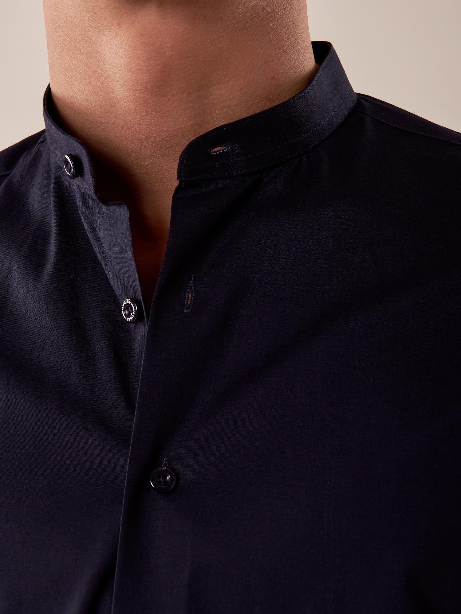 Camicia Manica lunga cotone elasticizzato modello alla coreana uomo. OC1S2S5C02 BLU OVER-D Uomo 