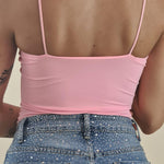 Body Donna con spallina stretta in tessuto elasticizzato effetto second skin. V7365C ROSA STUDIO ELEVEN 