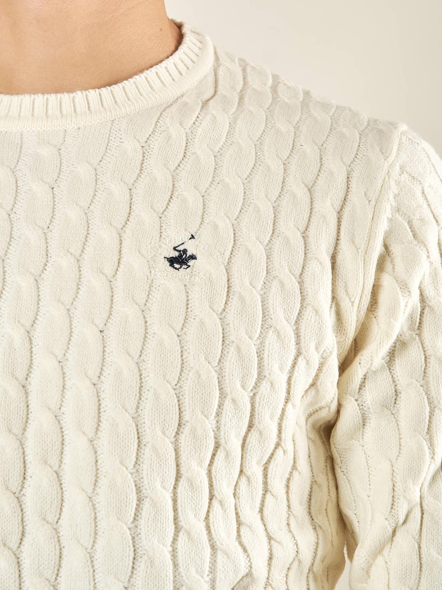 Maglia Uomo Invernale a Trecce in Misto Acrilico. Calore, Stile e Comfort per la Stagione Fredda. M431718 PANNA BEVERLY HILLS POLO CLUB 