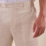 Pantalone da Uomo in misto lino con tasche allamericana e mezza molla sul retro. PSE1766H BEIGE HAMAKI-HO 