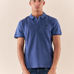 Polo Uomo manica corta in cotone piquet con ricamo. P626122 DENIM Henry Cotton's Uomo 