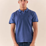 Polo Uomo manica corta in cotone piquet con ricamo. P626122 DENIM Henry Cotton's Uomo 