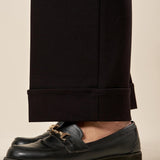 Pantalone Donna Curvy in Punto Milano  Palazzo Dritto alla Caviglia con Risvoltone. F646YBFAMORE NERO Lizalù 
