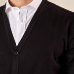 Cardigan Uomo manica lunga in misto viscosa. Eleganza rilassata e comfort naturale. CON/3005900 BLACK CONFAB 