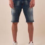 Bermuda di Jeans Uomo con Sabbiatura e Rotture. M48664 DENIM SUPERIOR VINTAGE Uomo 