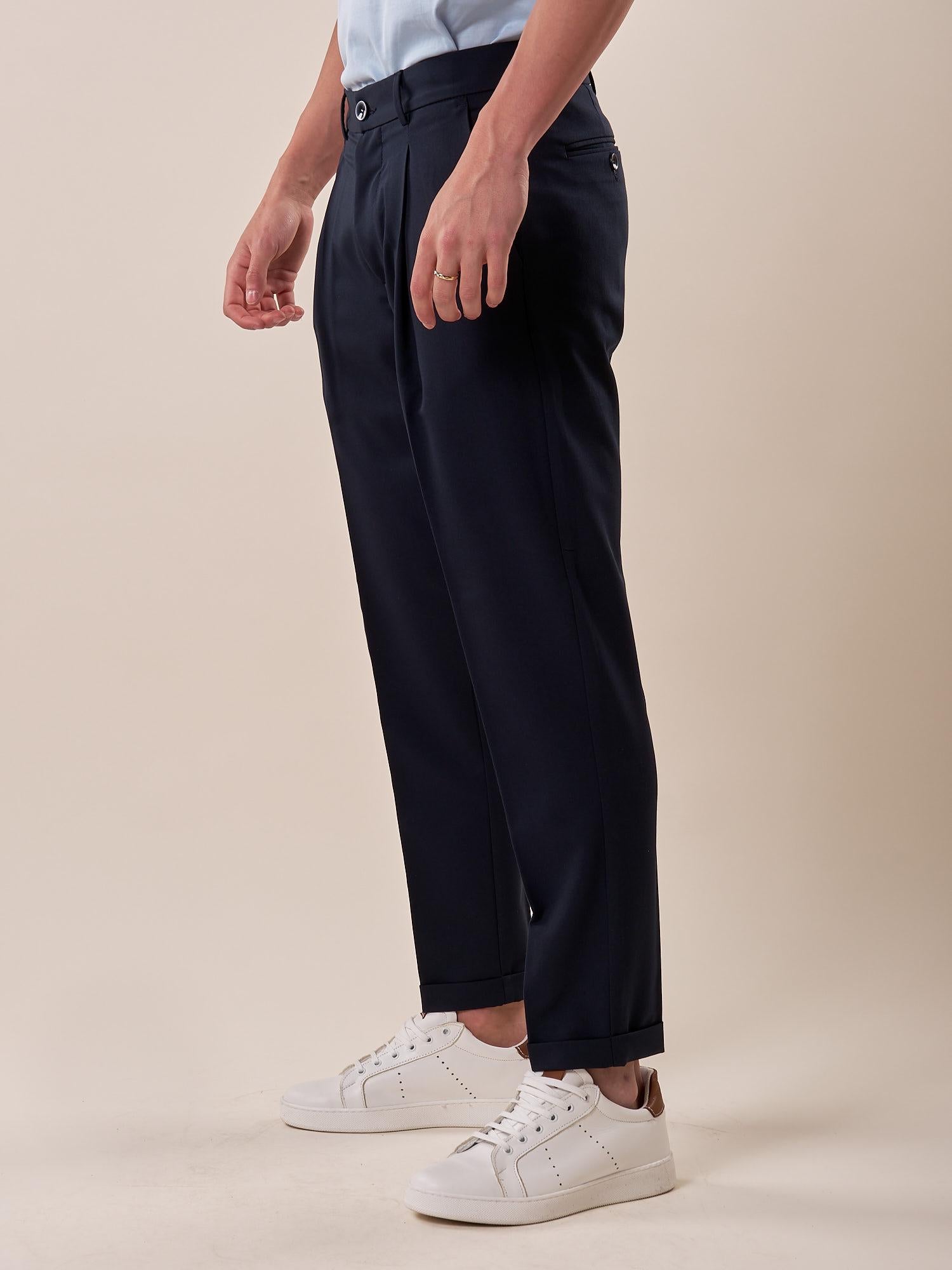 Pantalone una pence modello tapred fit con risvolto uomo. OC1S2S5P07 BLU OVER-D 