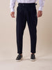Men's double button trousers with American pocket and side buckles.