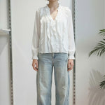 Camicia da donna a maniche lunghe con rouches PG120M BIANCO EXTASY 