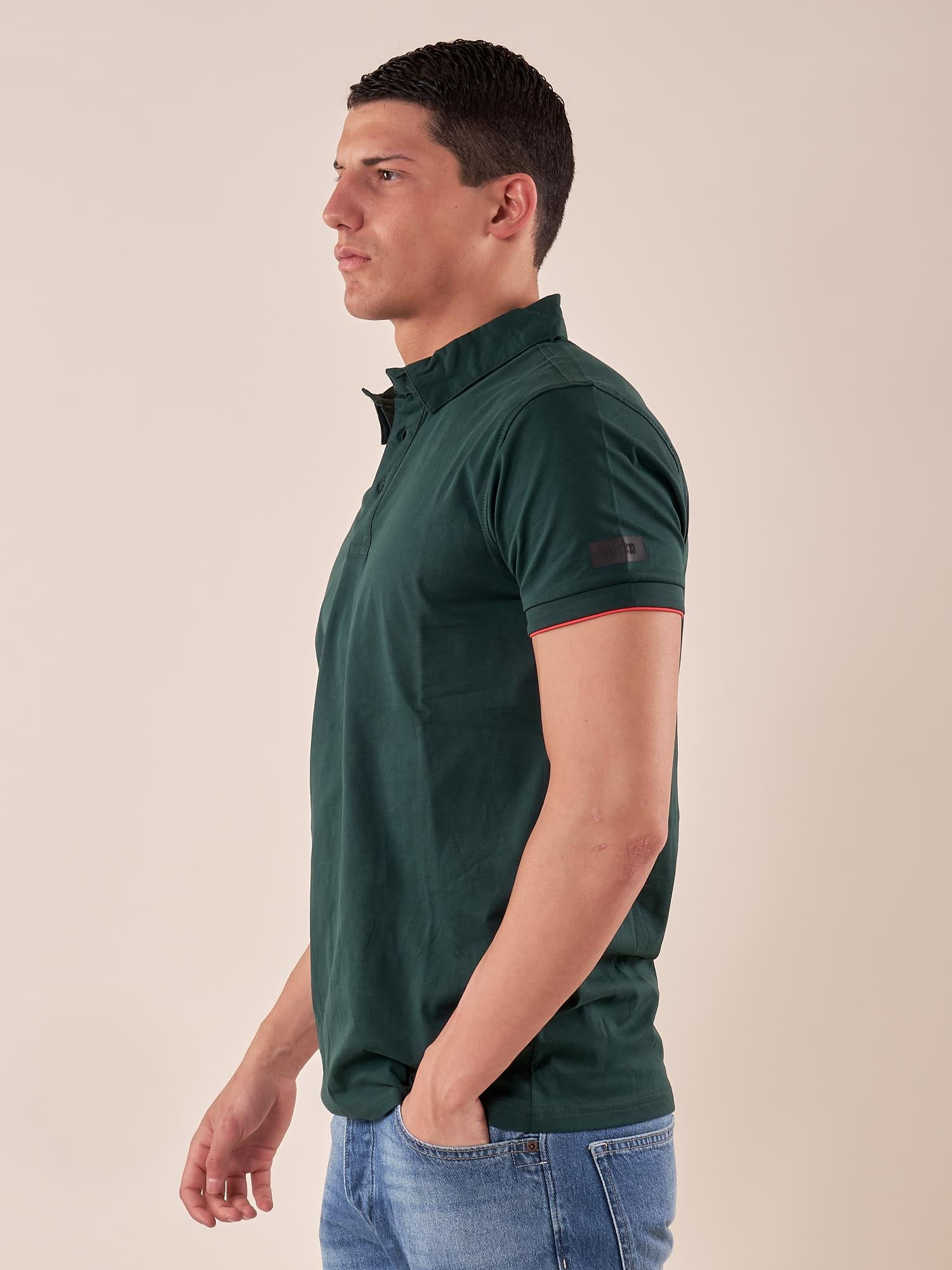 Polo manica corta cotone mercerizzato uomo. DM9291 HUNTER GREEN DATCH 