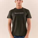 T-shirt Uomo manica corta in cotone 100% con logo stampato a contrasto TS616034 VERDE Henry Cotton's Uomo 