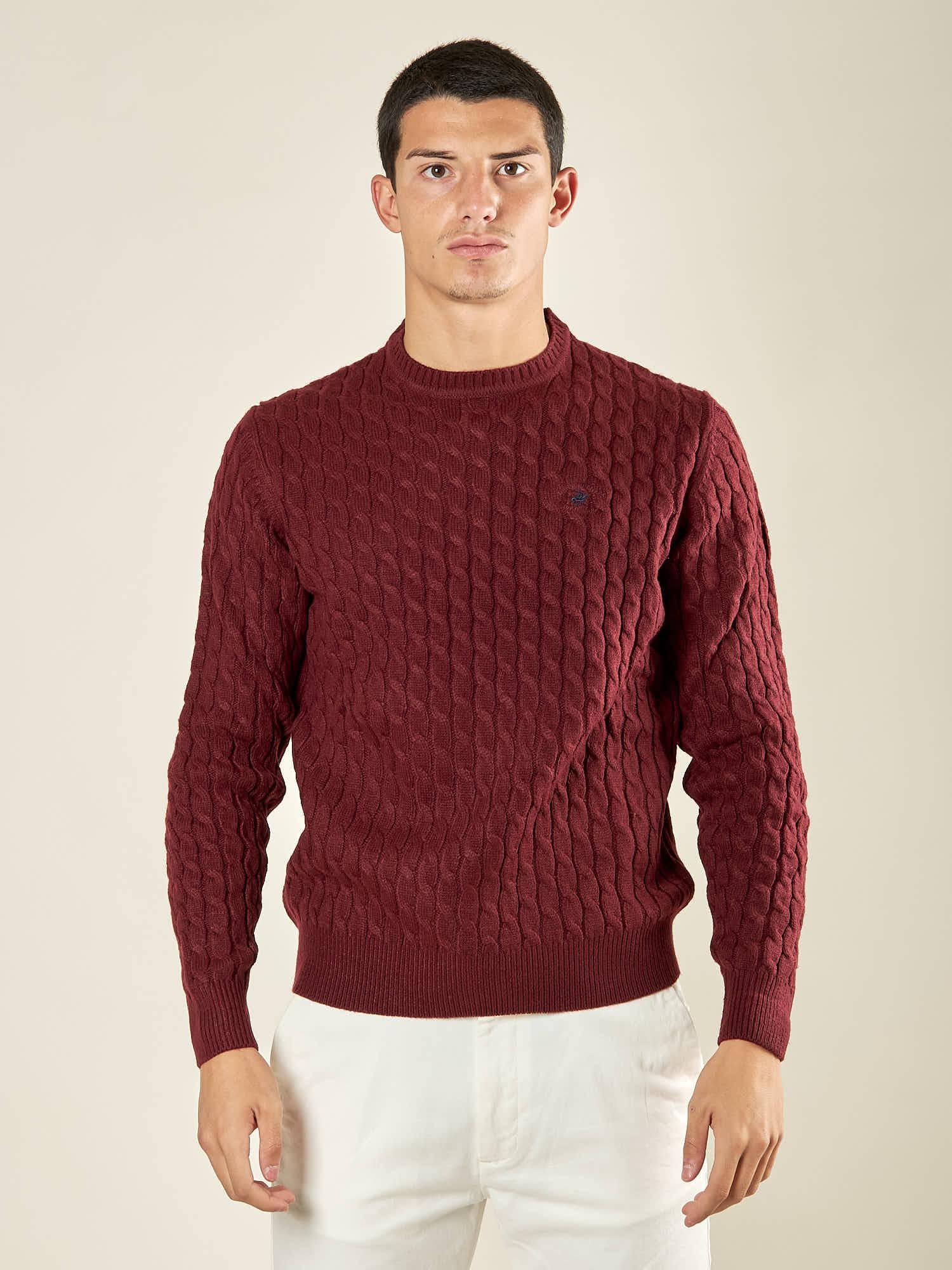Maglia Uomo Invernale a Trecce in Misto Acrilico. Calore, Stile e Comfort per la Stagione Fredda. M431718 BORDEAUX BEVERLY HILLS POLO CLUB 