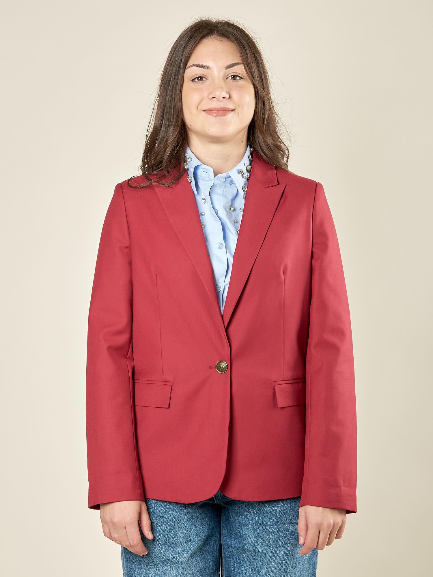 Giacca donna monopetto. Petto a lancia, bottone a contrasto e tasche a pattin GI003118 BORDEAUX ARTIGLI 
