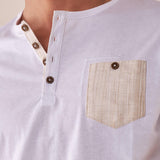 T-shirt Uomo Manica Corta Serafino con Taschino BAM5452 BIANCO BACI & ABBRACCI 
