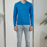 Maglia Uomo 100% Cotone Scollo a V a Manica Lunga  Eleganza Essenziale e Comfort Naturale CON3701900 BLU CAPRI CONSENSO Uomo 