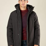 Giubbino Uomo Invernale Soft Shell con Cappuccio. Lunghezza Media. DM9623 NERO DATCH 