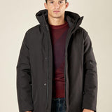 Giubbino Uomo Invernale Soft Shell con Cappuccio. Lunghezza Media. DM9623 NERO DATCH 